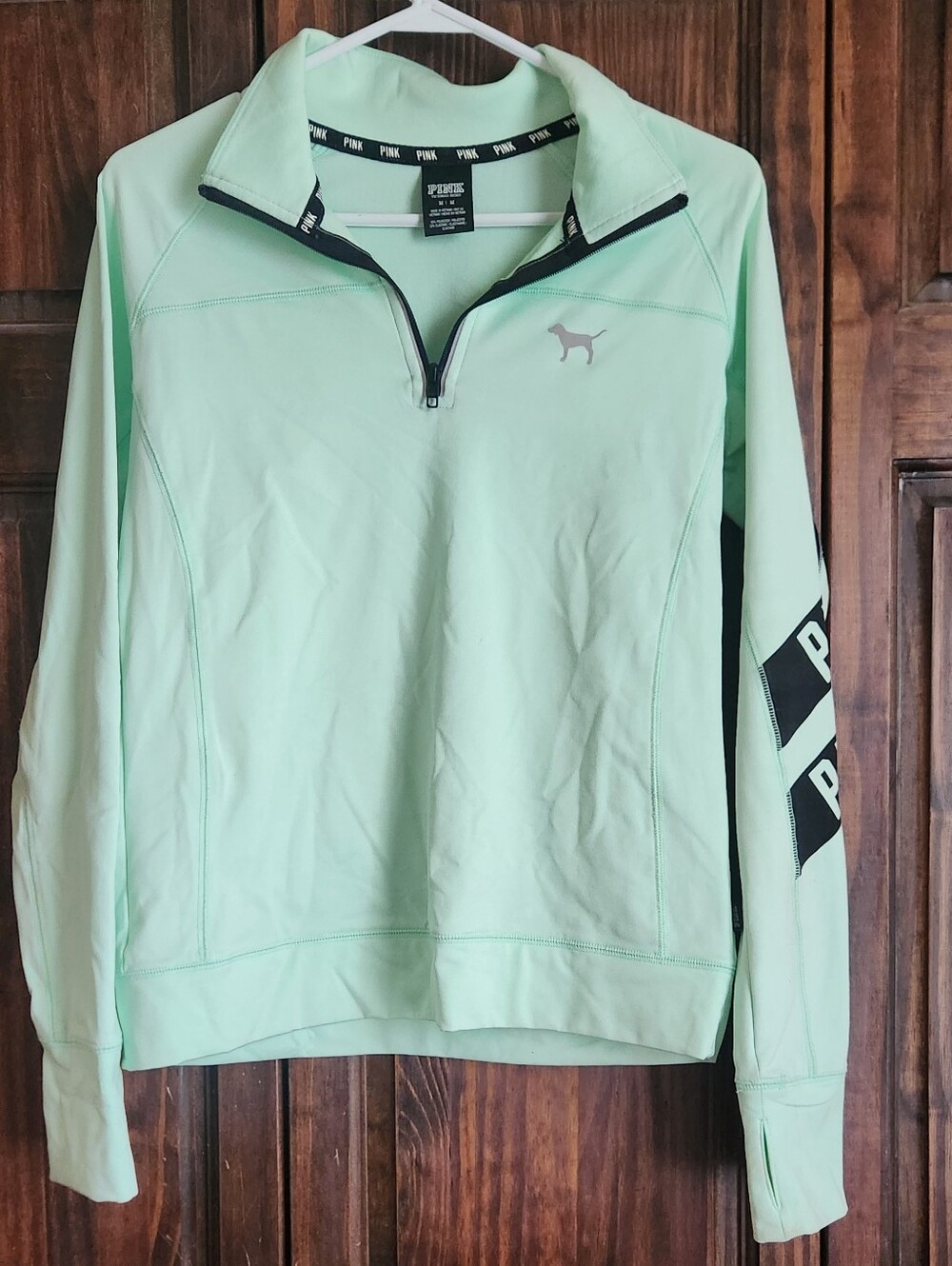 PINK Victoria's Secret Mint Half-Zip Pullover Sweater